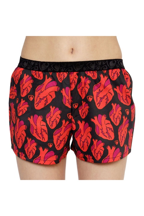 Pantaloni scurti de dama Represent heartbreaker, Bumbac, Negru/Portocaliu, S