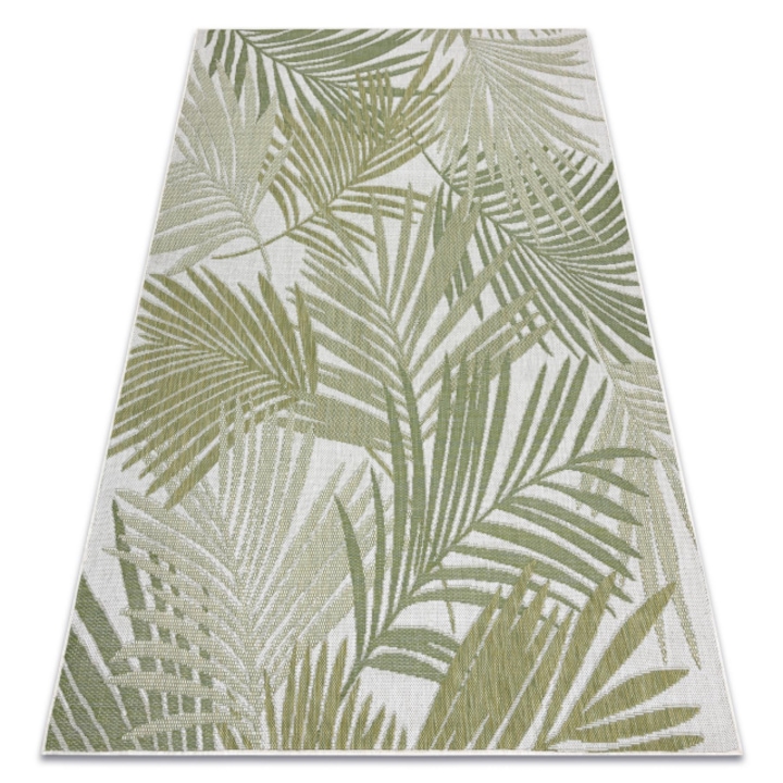Covor sisal sion frunze de palmier, DYWANY ŁUSZCZÓW tropical 2837 tesute plate ecru / verde, 180x270 cm