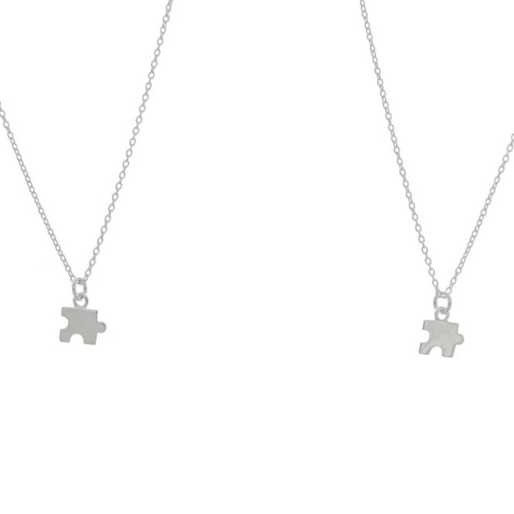 Set 2 Lanturi din Argint cu pandantiv PUZZLE, argintiu