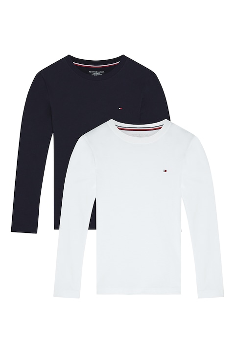 Tommy Hilfiger, Стандартна блуза с овално деколте - 2 броя, Бял/Тъмносин