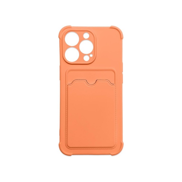 Husa Spate Upzz Woz Card Armor Compatibila Cu iPhone 13 Pro Max, Colturi Intarite, Suport Card, Protectie La Camera, Orange