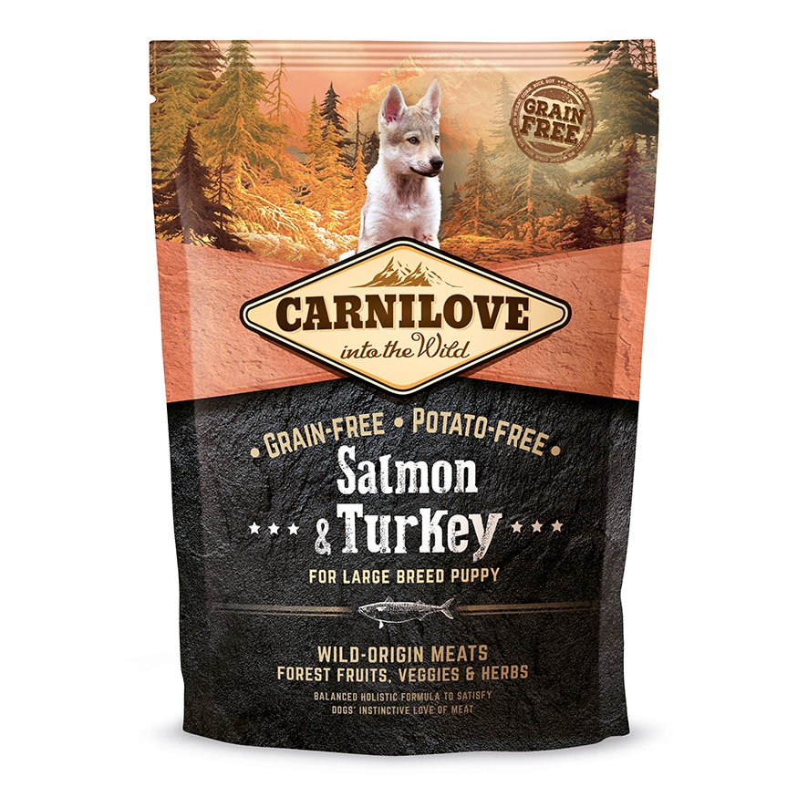 Hrana uscata pentru caini Carnilove, Puppy, Talie mare, Somon & Curcan, 1.5 Kg
