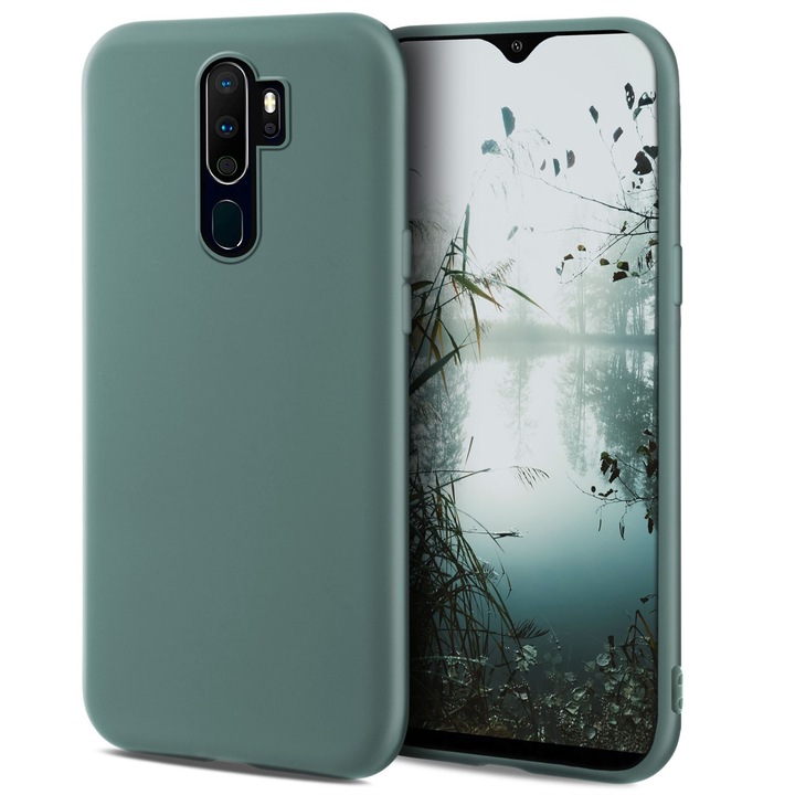 Калъф за телефон Moozy за Oppo A9 (2020), синьо сив, силиконов