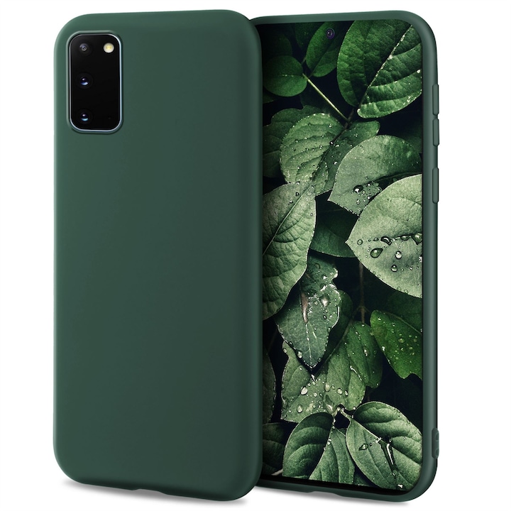 Husa pentru telefon, Moozy, pentru Samsung Galaxy S20 Plus, Verde inchis, Silicon