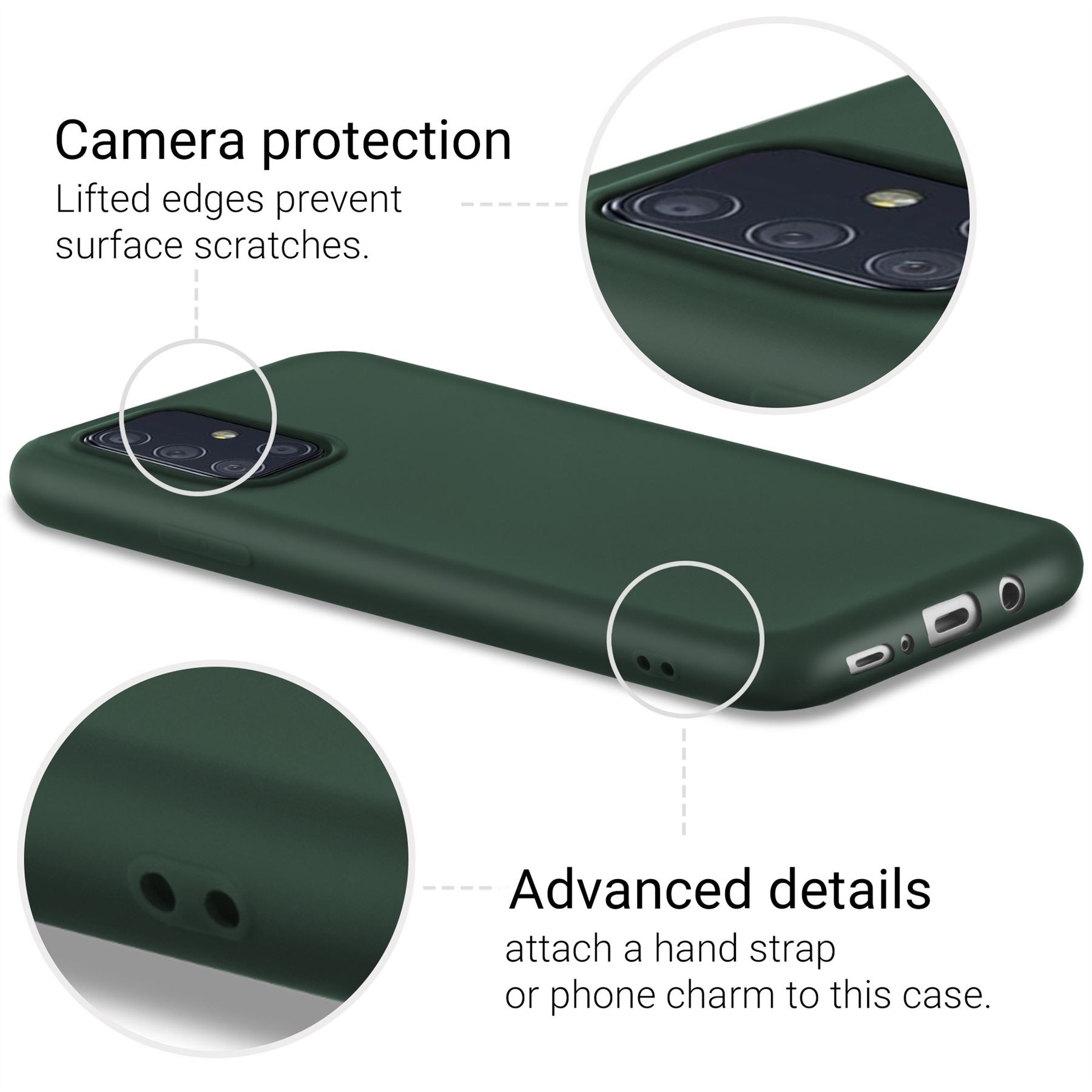 Husa pentru telefon, Moozy, pentru Samsung Galaxy A71, Verde inchis, Silicon