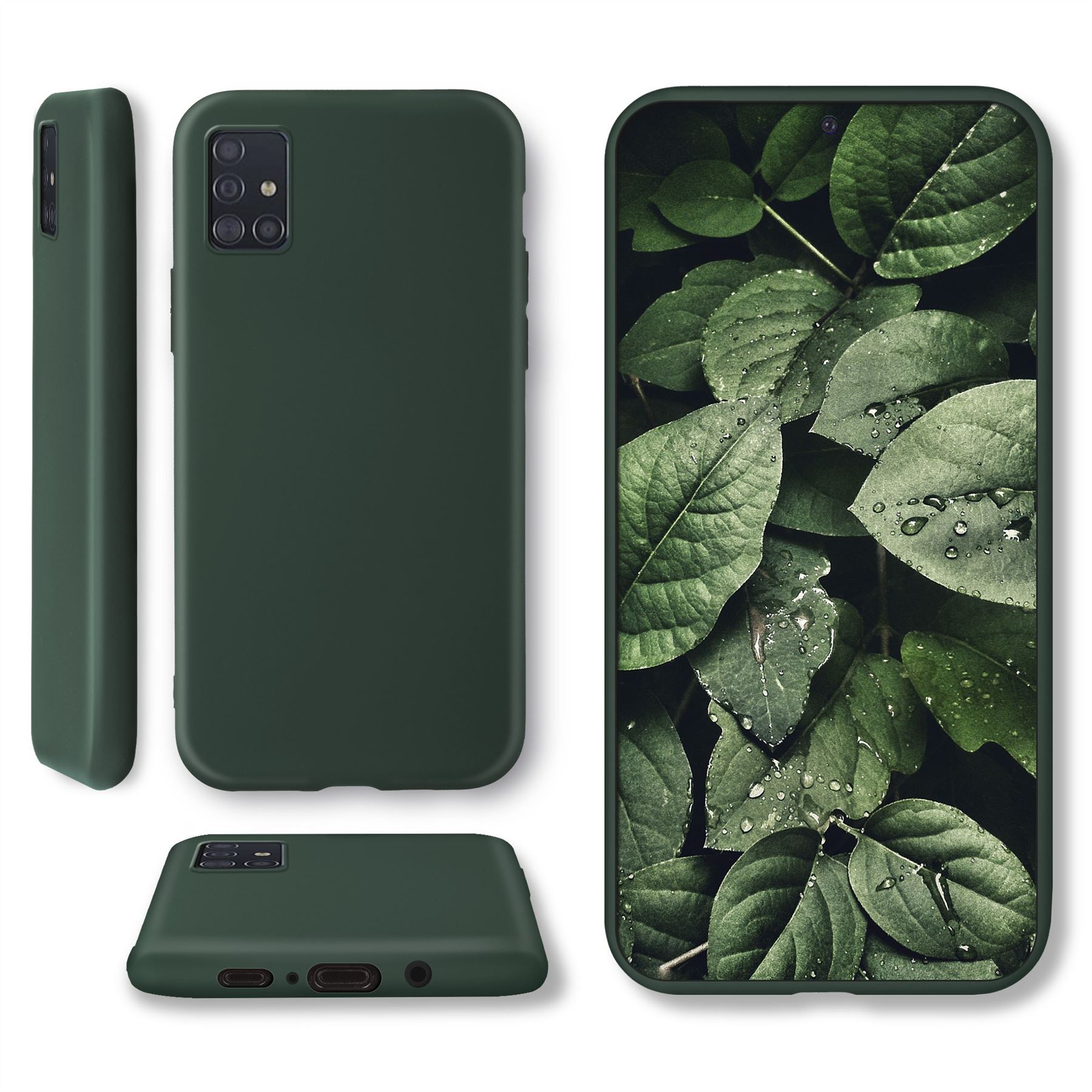Husa pentru telefon, Moozy, pentru Samsung Galaxy A71, Verde inchis, Silicon