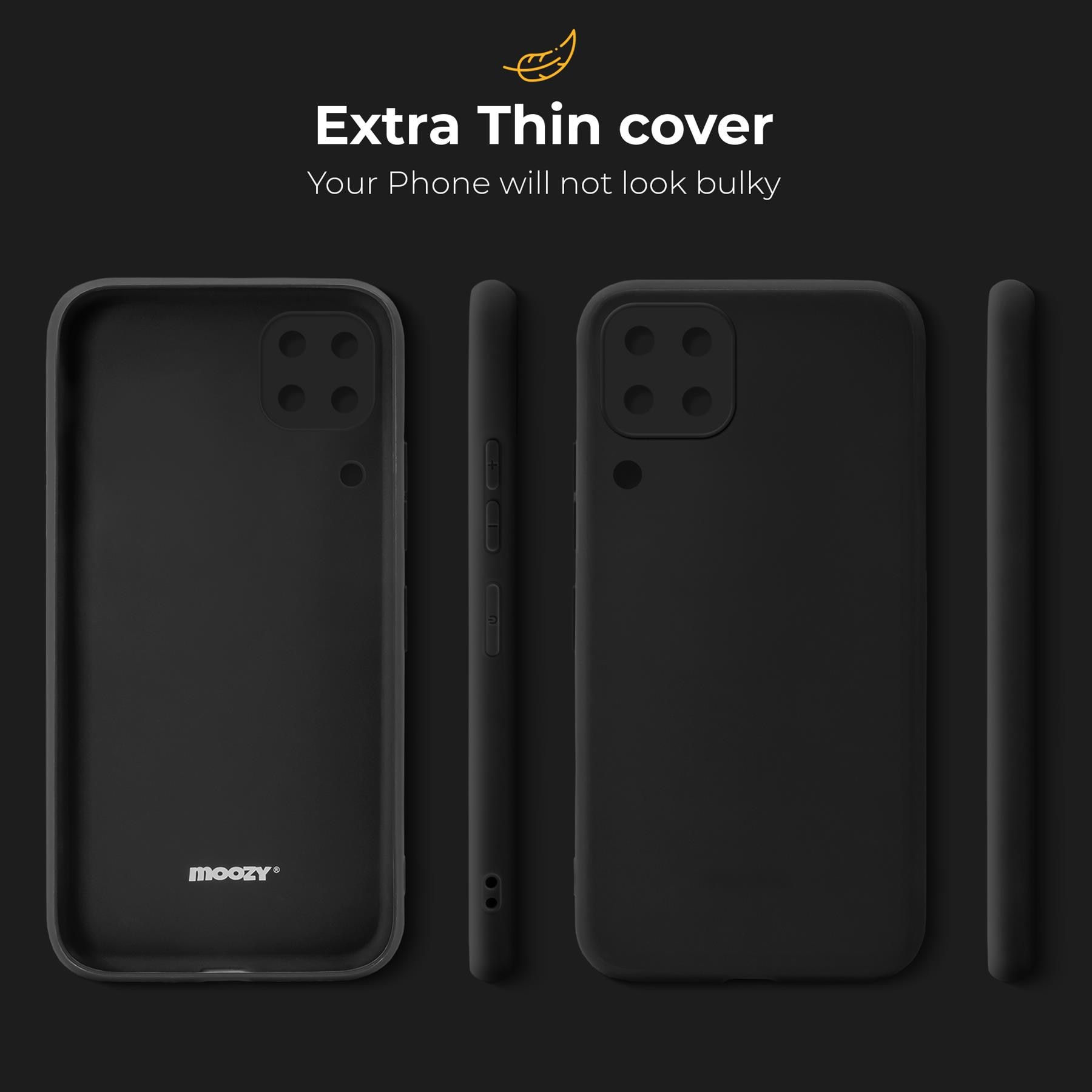 Husa pentru telefon, Moozy, pentru Samsung Galaxy A12, Negru, Silicon