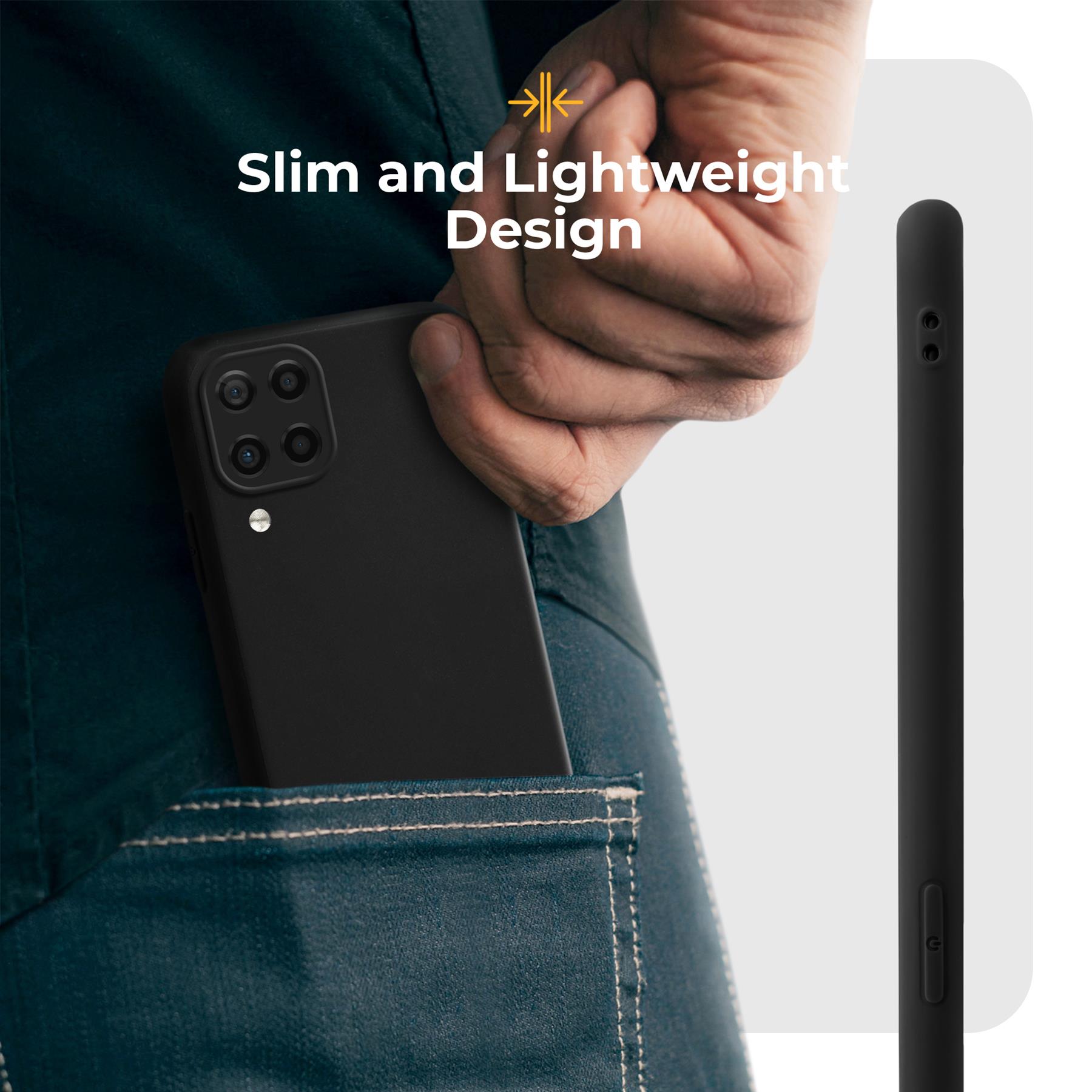 Husa pentru telefon, Moozy, pentru Samsung Galaxy A12, Negru, Silicon