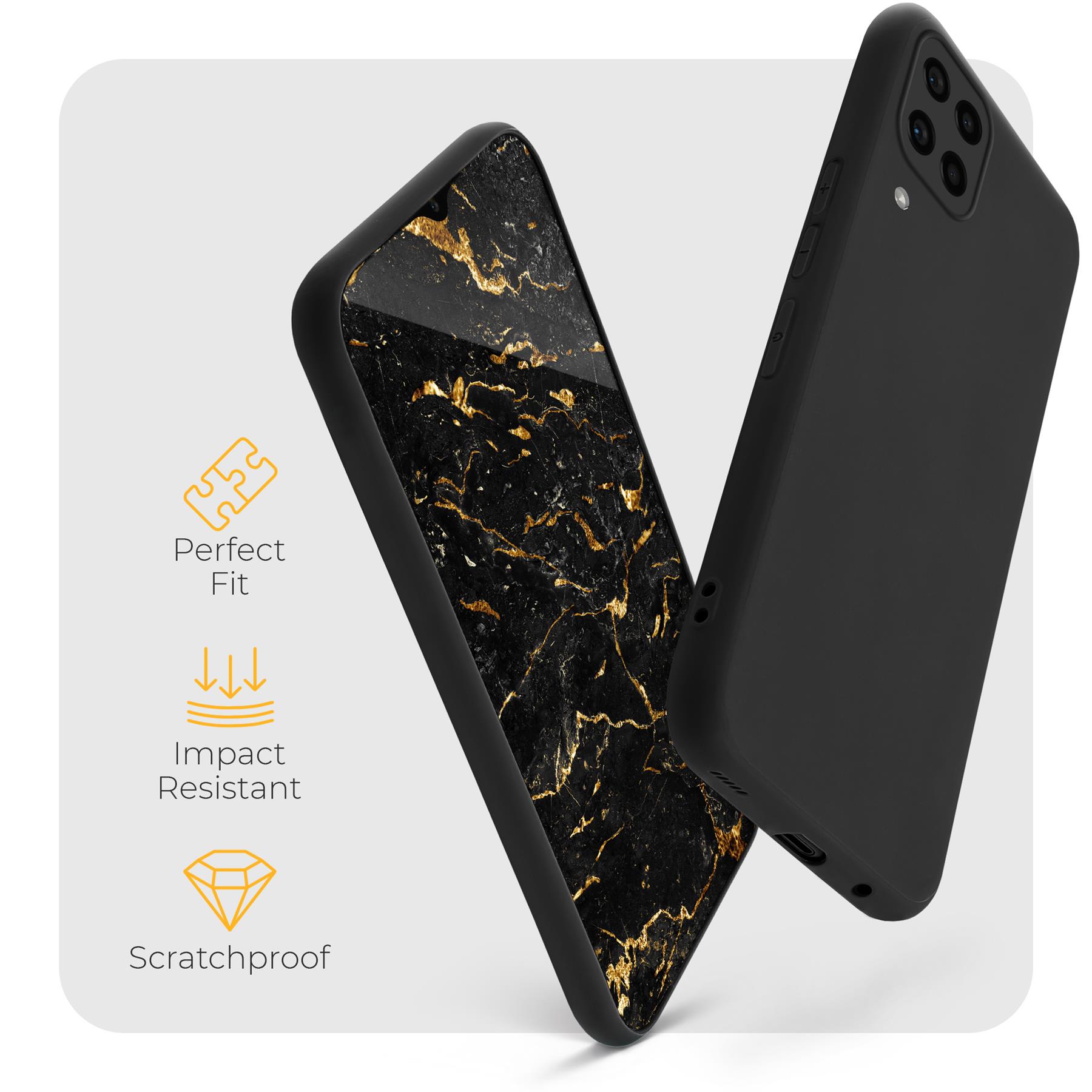 Husa pentru telefon, Moozy, pentru Samsung Galaxy A12, Negru, Silicon
