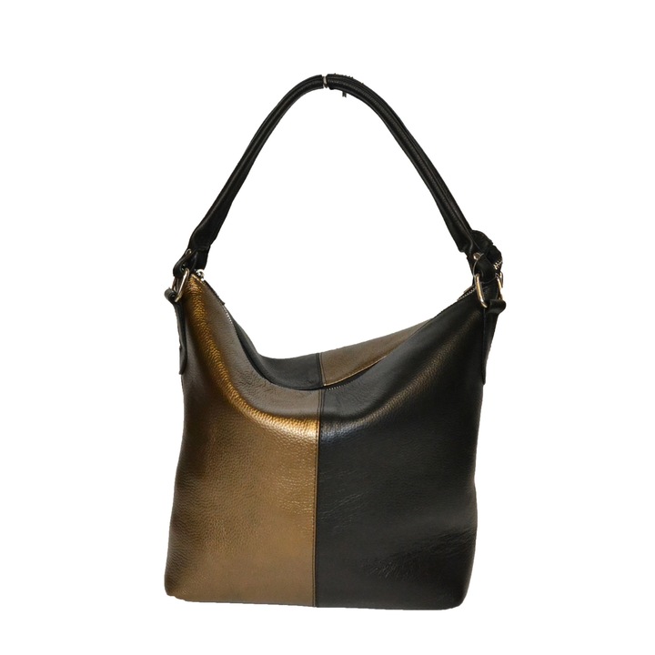 Geanta Zea,152, casual, de umar, maro/bronz metalizat