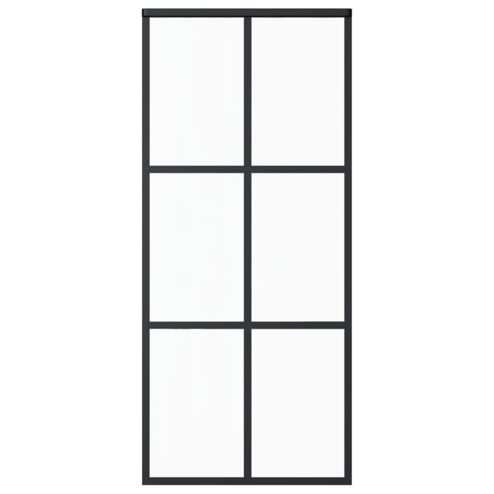 Usa glisanta vidaXL, Sticla, 90 x 205 cm, Negru