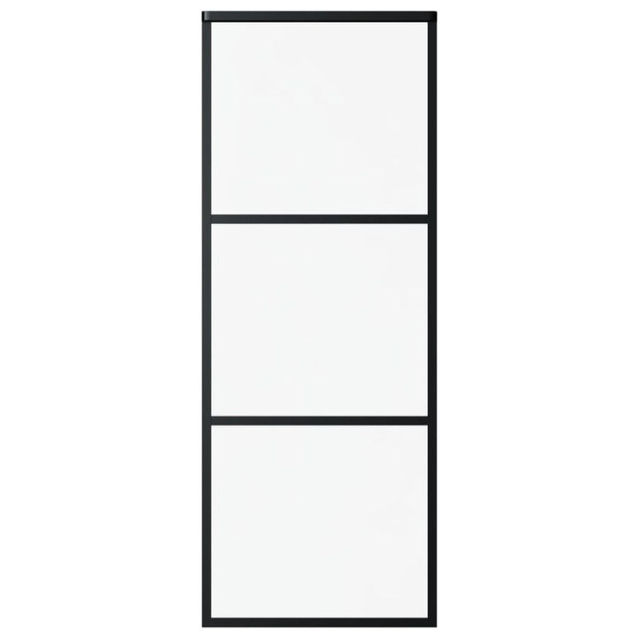 Usa glisanta cu cadru de aluminiu vidaXL, Sticla, 76 x 205 cm, Negru