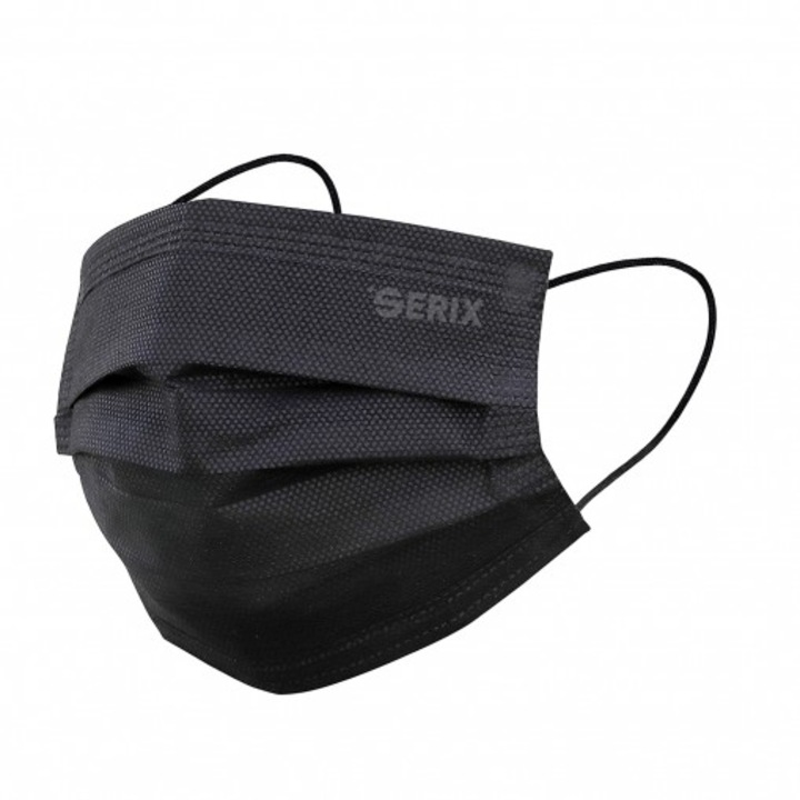 Комплект от 50 броя медицински маски 4 слоя SERIX Premium пълноцветен черен