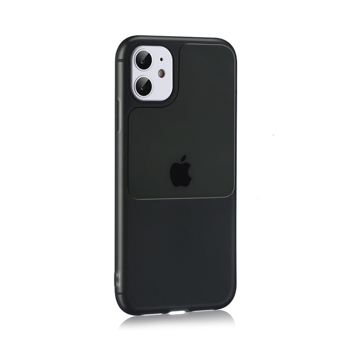 Husa Protect Window compatibila cu iPhone 12 / 12 Pro, TPU, Negru