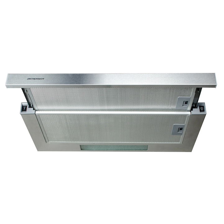 Hota incorporabila, din otel inoxidabil, finisaj din otel negru, iluminat Led, buton de control, 52cm, 350 mc/h, 65 W