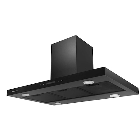 Hota insula, din otel inoxidbil, 4Led-uri, 540 mc/h, 160 W, 90 cm, 3trepte de viteza, neagra