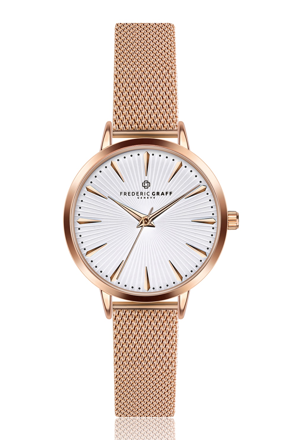 Frederic Graff, Ceas din otel inoxidabil cu banda din plasa, Auriu rose