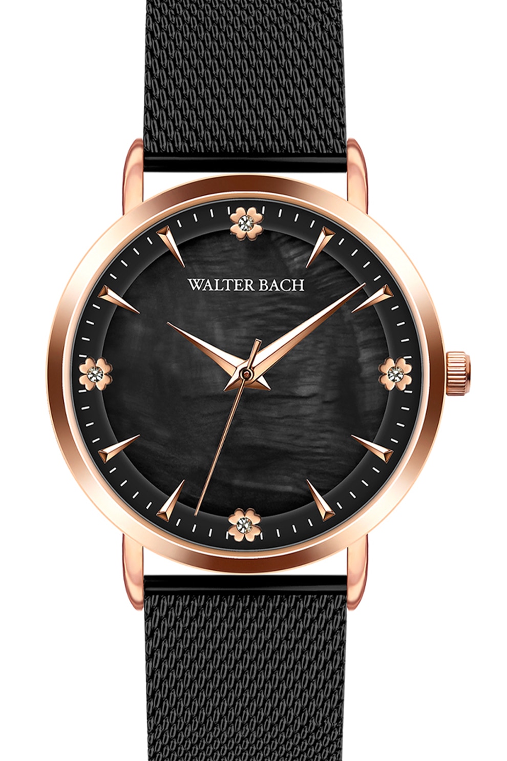 Walter Bach, Часовник с мрежеста верижка, Черен eMAG.bg