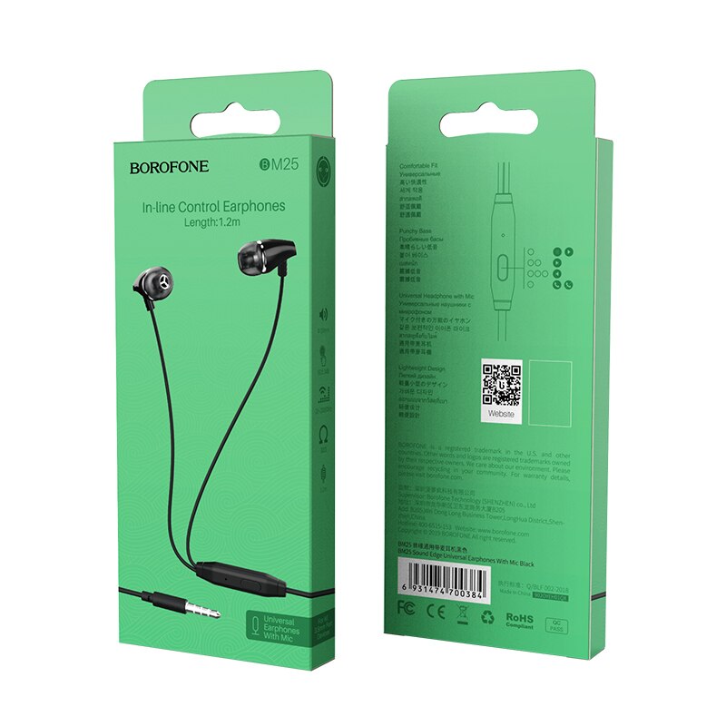 Casti Borofone BM25 Sound Edge cu microfon, Black
