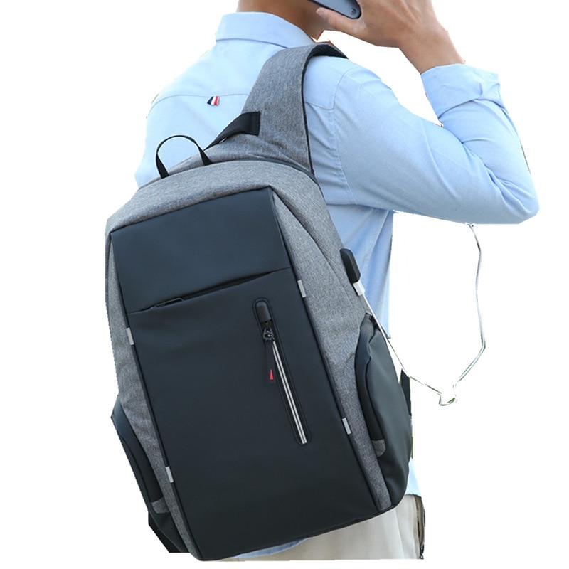 Rucsac pentru barbati Harvey GT1477, multifunctional, laptop, calatorii, cu port USB, Gri