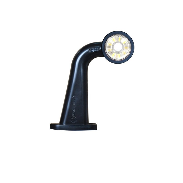 Helyzetjelző/méretjelző piros/fehér színű közepén lyukas kör alakú oldal lámpa 12-24V középhosszú karral