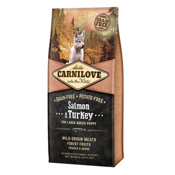 Hrana uscata pentru caini Carnilove, Puppy, Talie mare, Somon & Curcan, 12 Kg Hrana uscata pentru caini Carnilove, Puppy, Talie mare, Somon & Curcan, 12 Kg