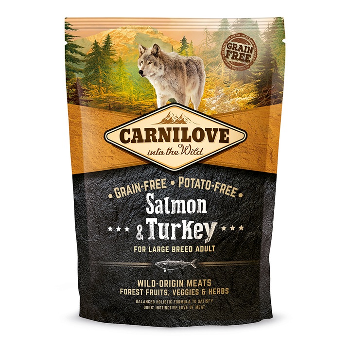 Hrana uscata pentru caini Carnilove, Adult, Talie mare, Somon & Curcan, 1.5 Kg
