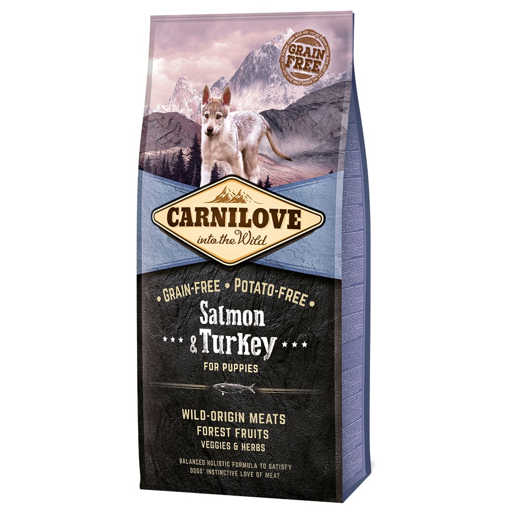 Hrana uscata pentru caini Carnilove, Puppies, Somon & Curcan, 12 Kg