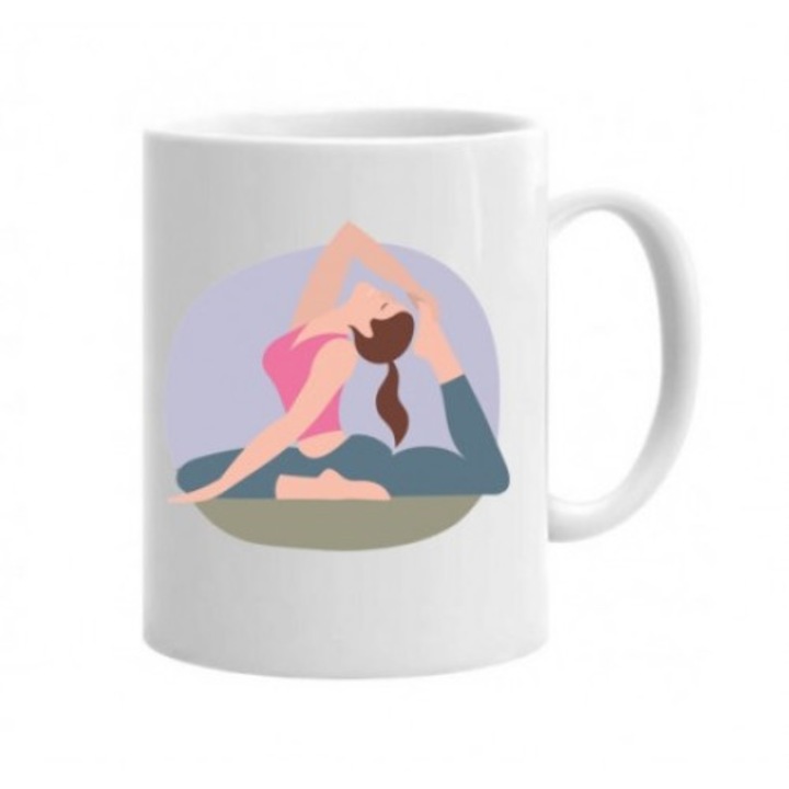 Cana personalizata, "Cea mai tare profesoara de yoga " model 3, 330 ml, Profitop