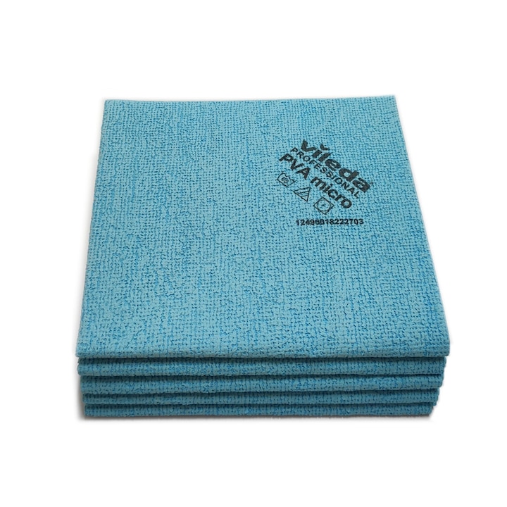 Комплект 5 кърпи PVA Micro Vileda Professional, микрофибър, 35x38 см, син цвят