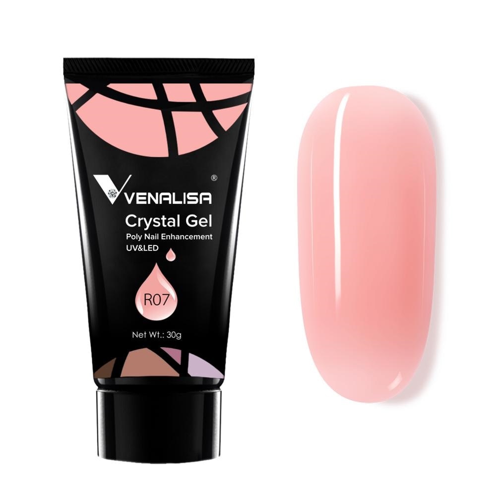 Kit polygel profesional VIP, Venalisa, 4 tuburi polygel, base coat, top coat, tipsuri, pensula