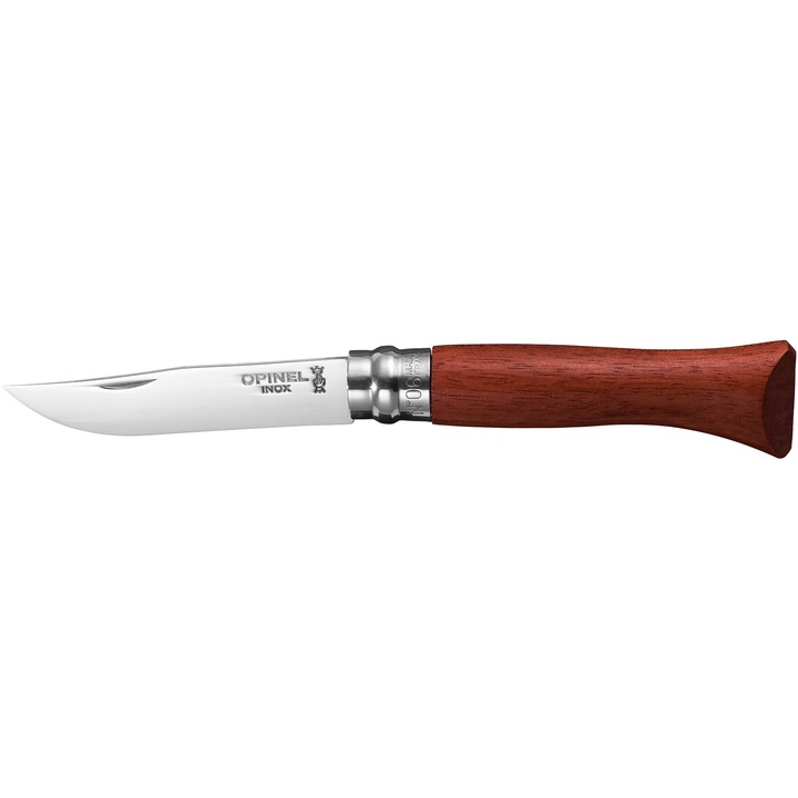 Briceag, Opinel, Nr 06 Luxe cu Husa, Lemn Bubinga, Otel Inox de 7cm, 226066, Maro
