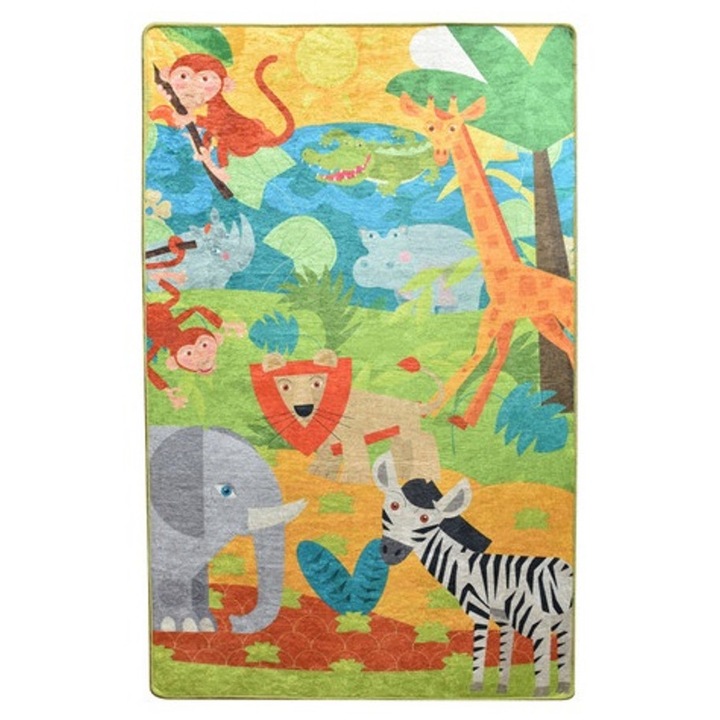 Covor antiderapant pentru copii Animals 100x150 cm
