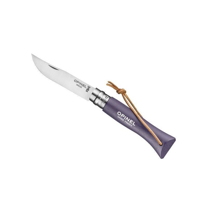 Briceag, Opinel, Nr 06, Inox, Snur Piele, Lama 7 cm, Mov