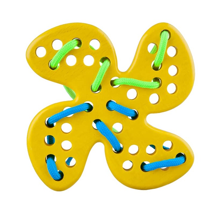 Virág fűző Lobito, bükkfa, sárga, 12 × 12 × 1,5 cm