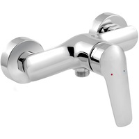 Baterie perete dus Ferro Dijon BDJ7, 10 bar presiune maxima, 1/2" x 3/4" racord excentric, 90°C temperatura apa maxima, crom, maner din zinc, cromat fara accesorii