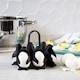 Suport pentru fiert si servit oua, Quasar & Co.®, 6 spatii, forma pinguin, plastic termorezistent, negru