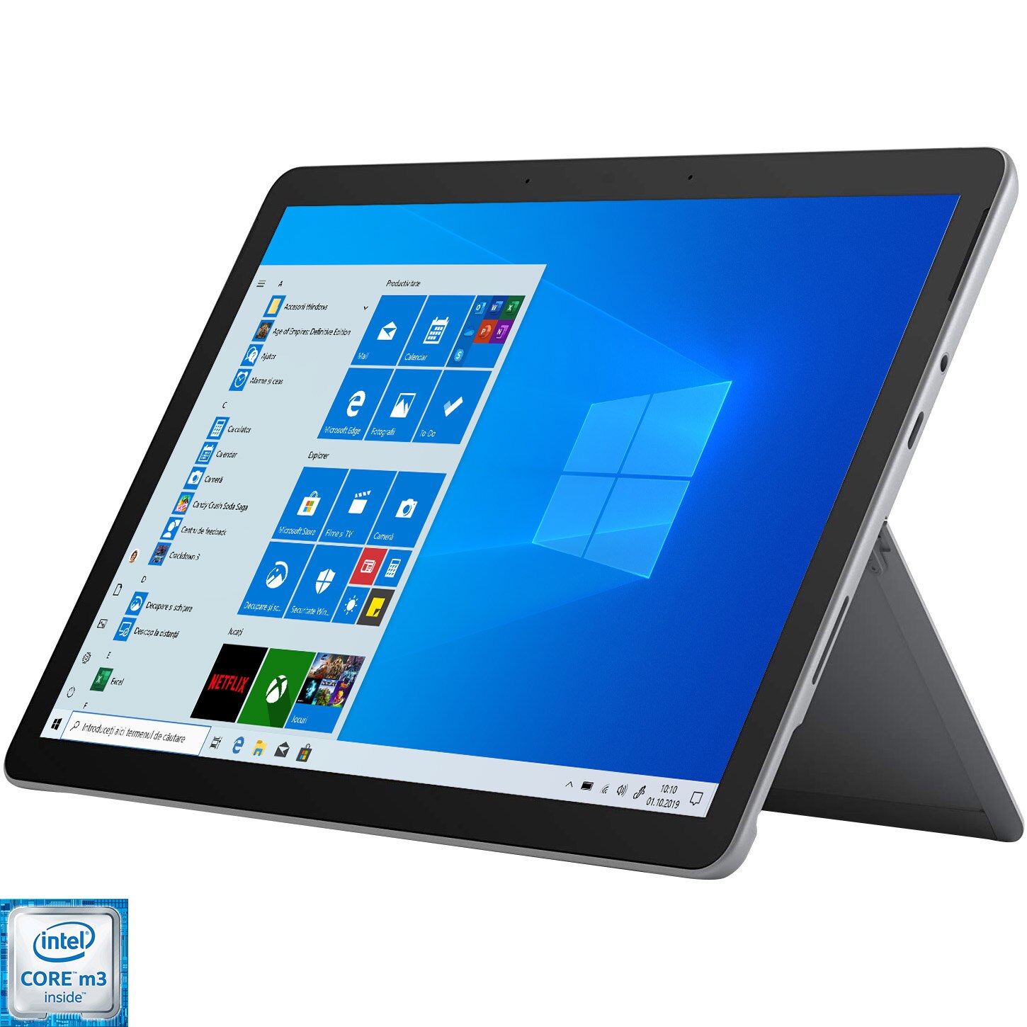 Somatic cell famine Intermediate Laptop 2 in 1 Microsoft Surface Go 2 cu procesor Intel Core M3 8100Y,  10.5", Touch, 4GB, 64GB eMMC, Intel UHD Graphics 615, Windows 10 Pro,  Silver - eMAG.ro