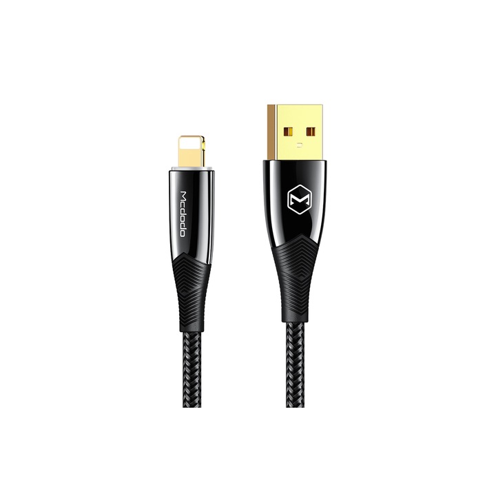 Mcdodo lightning adat- és töltőkábel, LED visszajelző, gyorstöltés, fekete