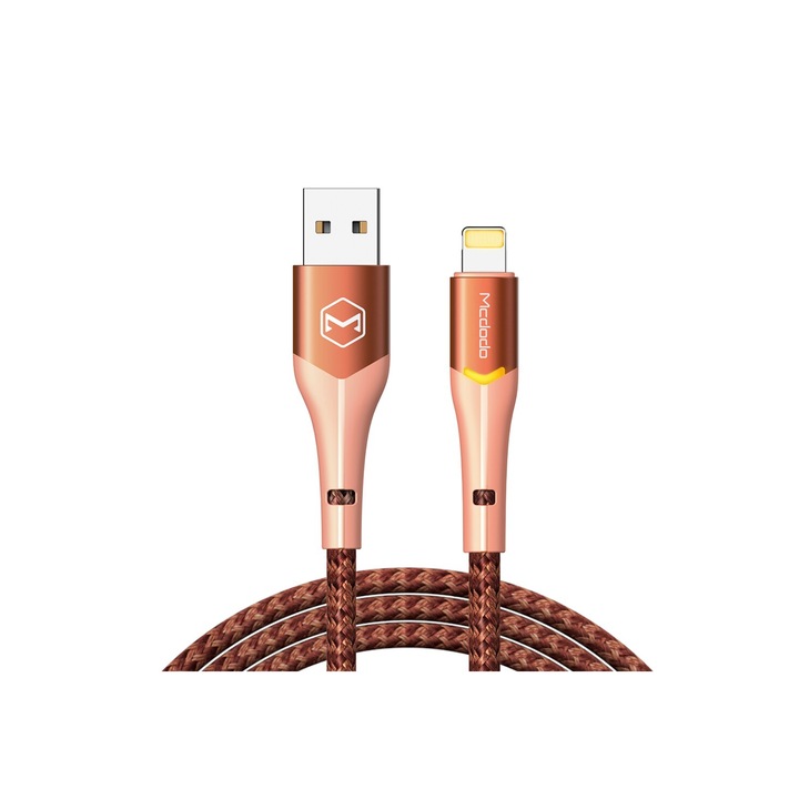 Mcdodo adat- és töltőkábel, Lightning, LED jelzőfény, gyorstöltés, Narancssárga