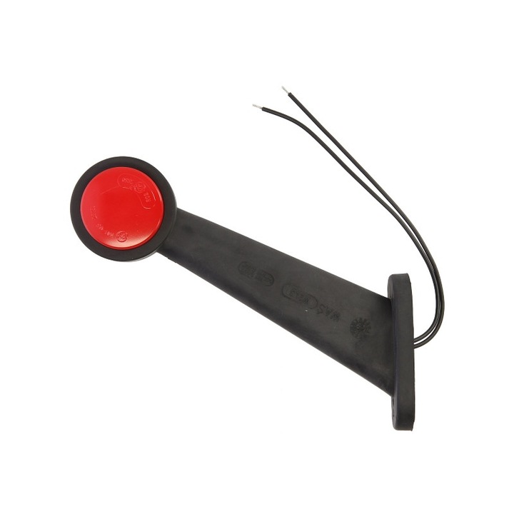 Helyzetjelző/méretjelző piros/fehér színű kör alakú bal oldali lámpa LED-es 12-24V ferde oldalkarral