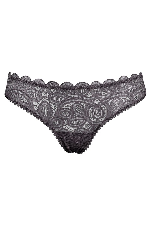 Chiloti din dantela magica cu clin de bumbac, model brazilian, Intimamoda Magic Lace 7037, Gri antracit