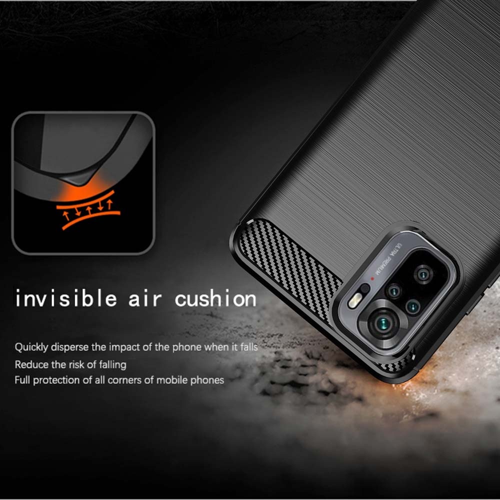 Husa pentru Xiaomi Redmi Note 10 4G / Note 10S / Poco M5s, Techsuit Carbon Silicone, Black
