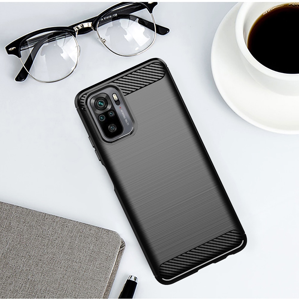 Husa pentru Xiaomi Redmi Note 10 4G / Note 10S / Poco M5s, Techsuit Carbon Silicone, Black