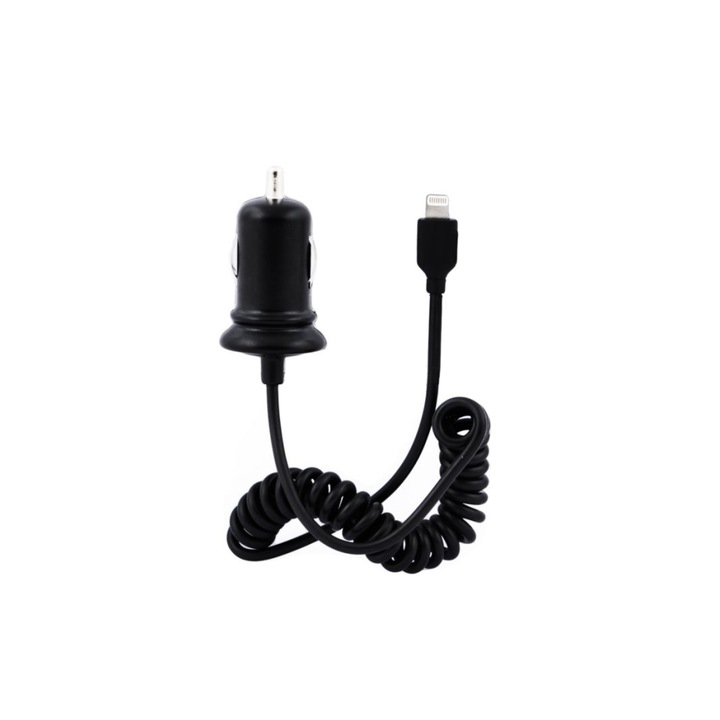 Incarcator auto Fast Charge, cablu Lightning 1.5 m, Negru