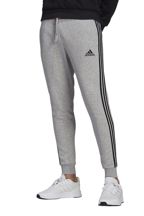 adidas Sportswear, Pantaloni cu mansete elastice, pentru fitness, Gri melange