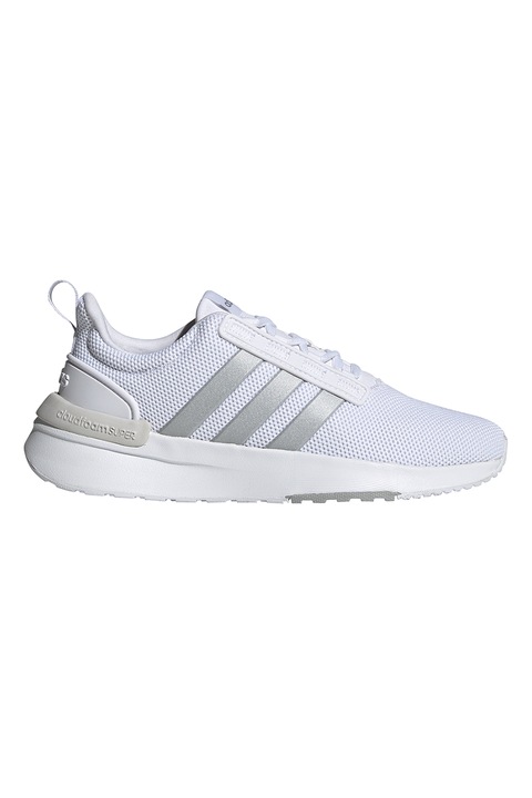 adidas Sportswear, Pantofi sport din plasa tricotata cu detalii logo Racer TR21, Alb/Argintiu