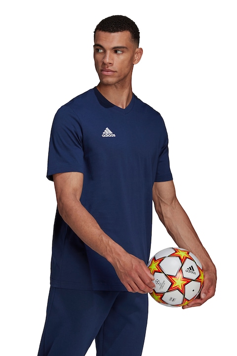 adidas Performance, Футболна тениска с шпиц и лого, Тъмносин