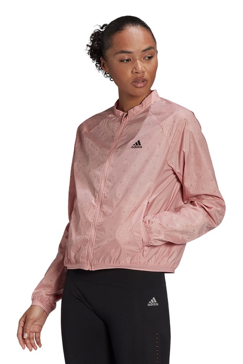 adidas Performance, Jacheta cu detalii reflectorizante pentru alergare, Roz somon