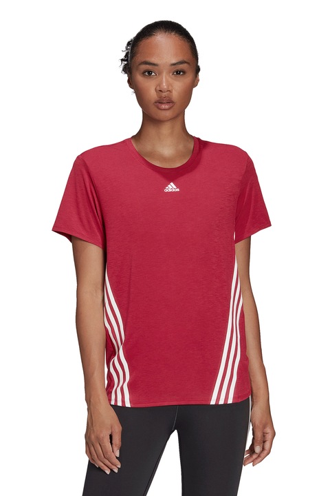adidas Performance, Tricou cu 3 dungi, pentru fitness Icons, Rosu